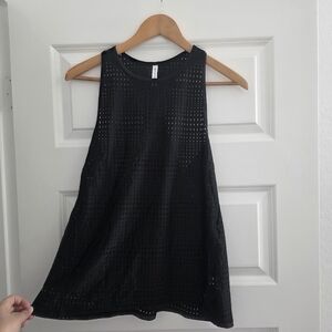 Athleta Black Laser Cut Racerback Tank Top. Size M.